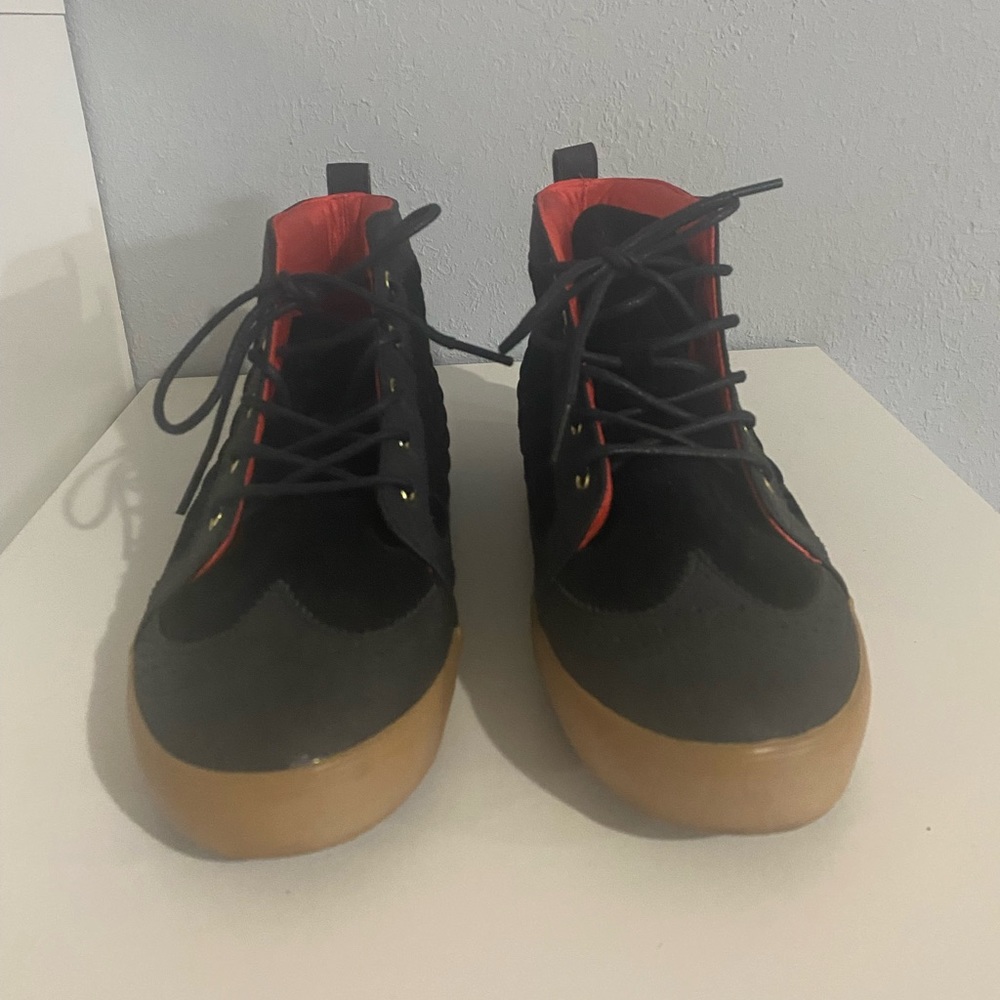 Black and red sneakers